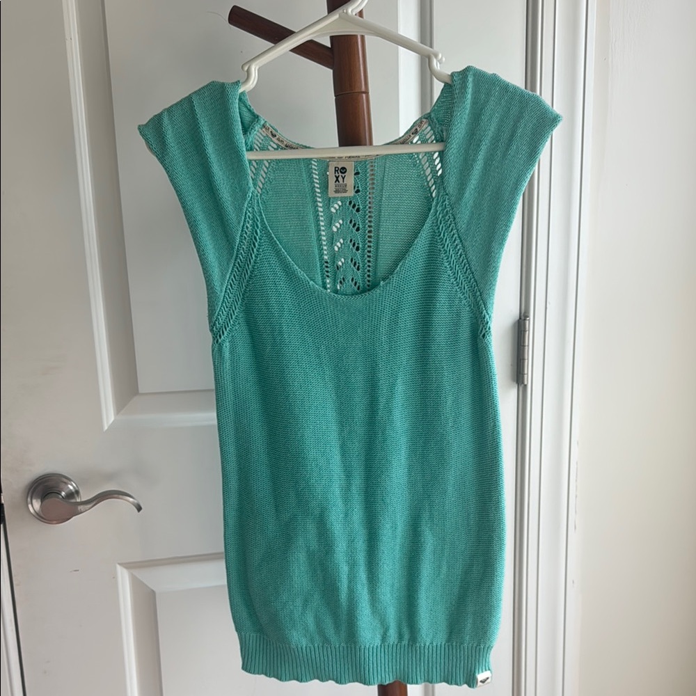 Roxy Green and Blue Ribbed Backless Tank Top